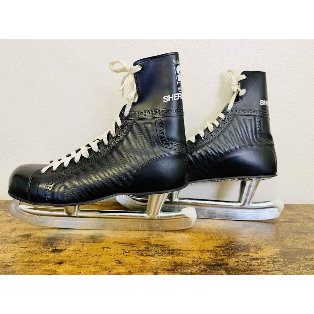 Sherbrooke Ice‎ Hockey Skates Size 10 Black Vintage Lightly Used